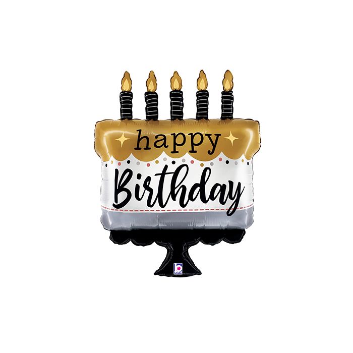 28″ Satin Metallic Birthday Cake – Foil Balloon