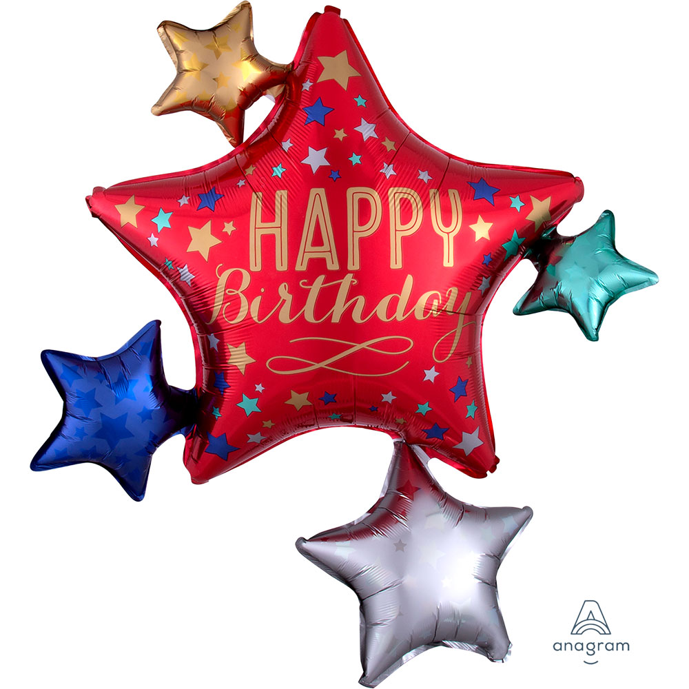 Happy Birthday Star Supershape Foil Balloon