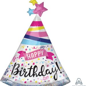 36″ Sparkle Banner Party Hat – Foil Balloon