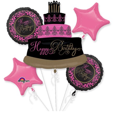 Birthday Pnk Black Foil Bouquet