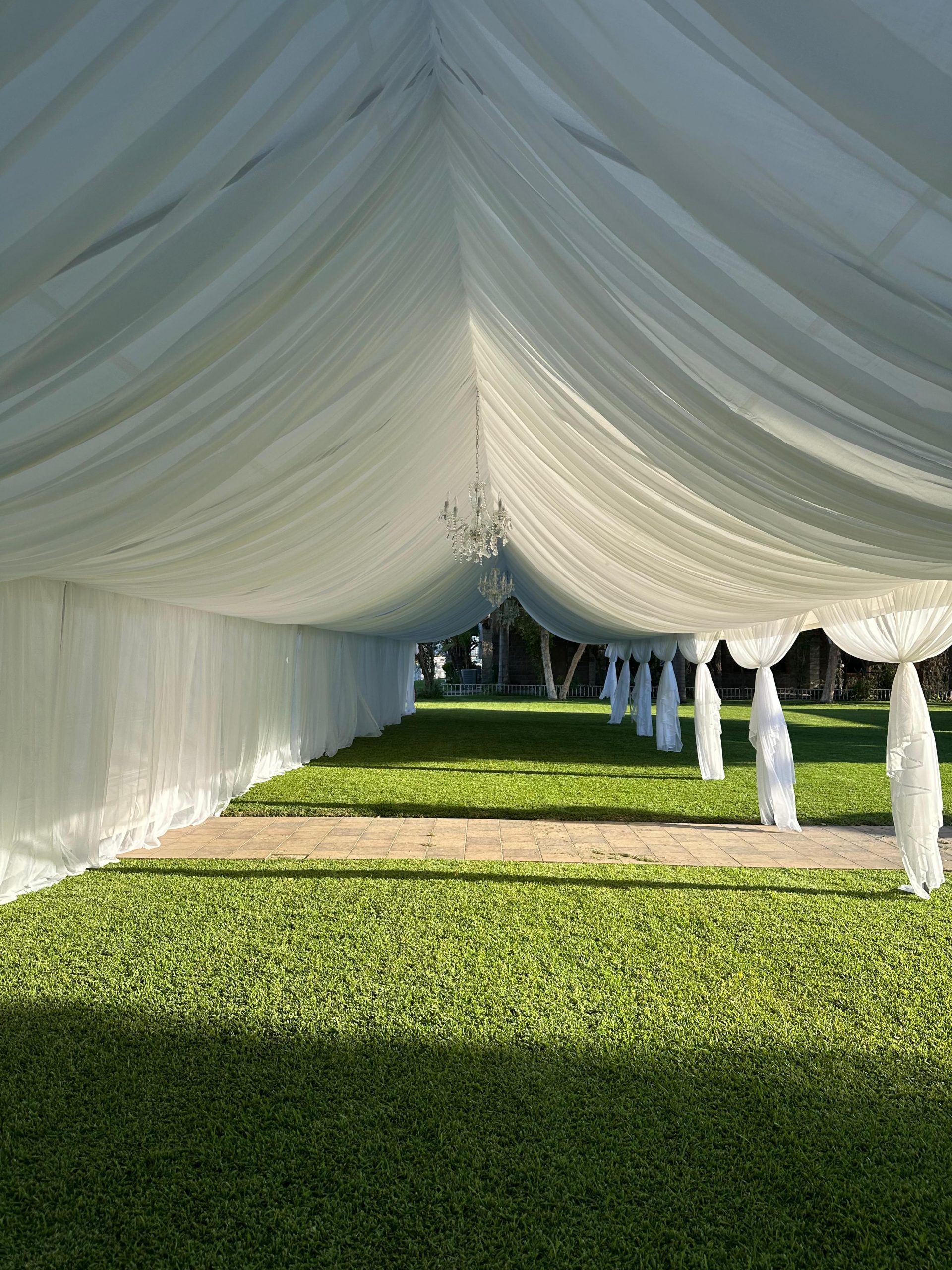 Tent with elegant draping by Fancy Nanci Balloons in Whittier CA