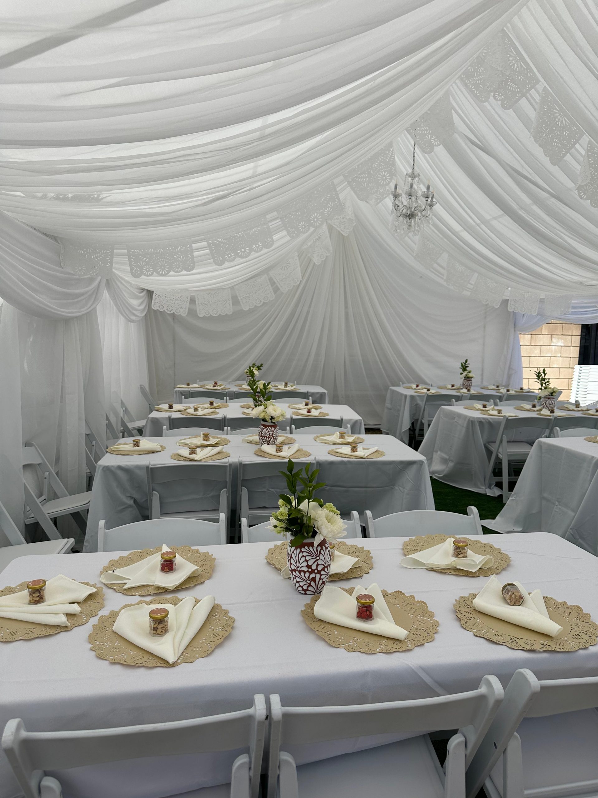 Tent draping and event styling by Fancy Nanci Balloons in Whittier CA