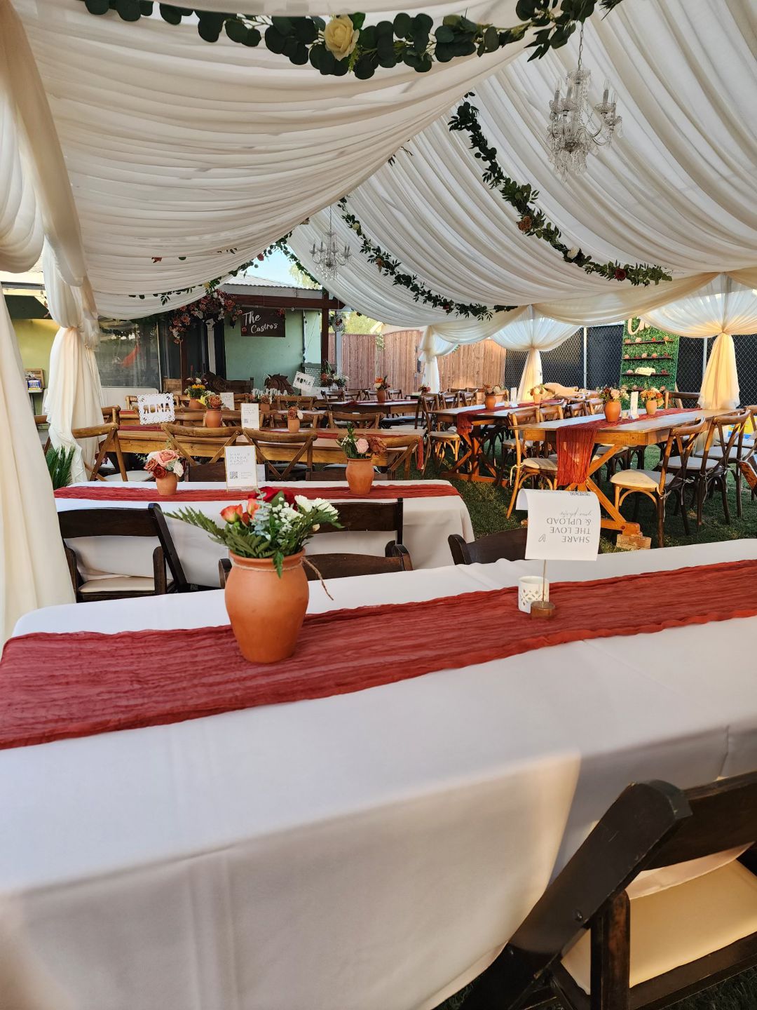 Tent draping and event styling by Fancy Nanci Balloons in Whittier CA