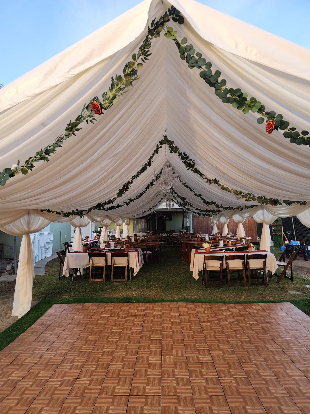 Tent draping and event styling by Fancy Nanci Balloons in Whittier CA