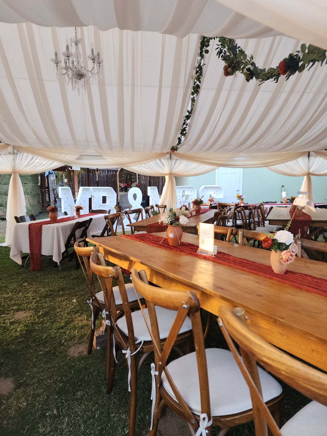 Tent draping and event styling by Fancy Nanci Balloons in Whittier CA