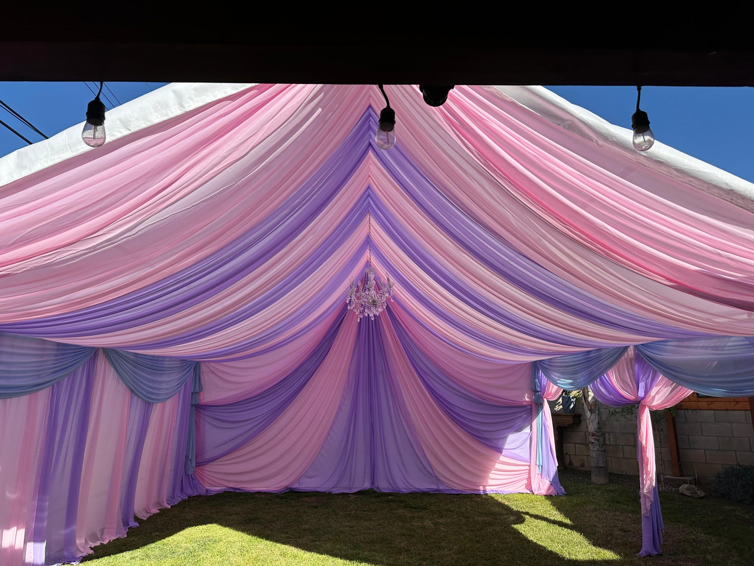 Tent draping and event styling by Fancy Nanci Balloons in Whittier CA