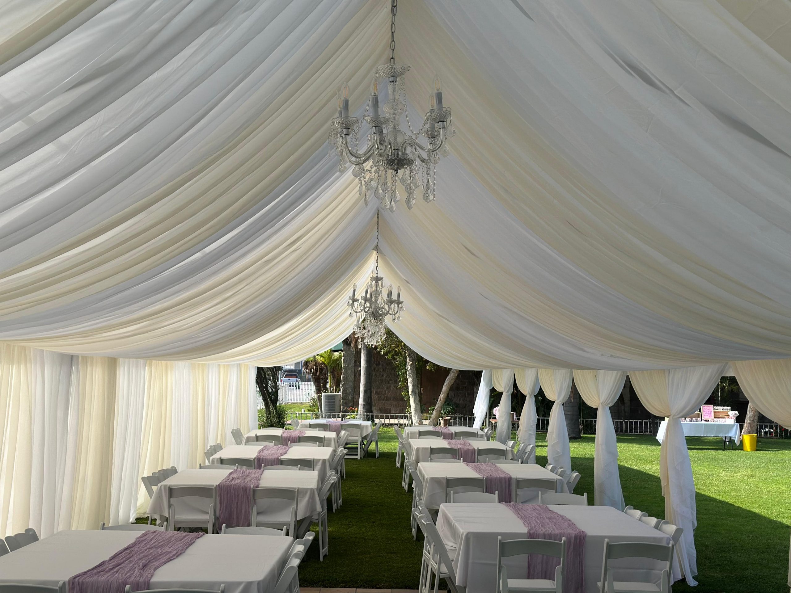Tent draping and event styling by Fancy Nanci Balloons in Whittier CA