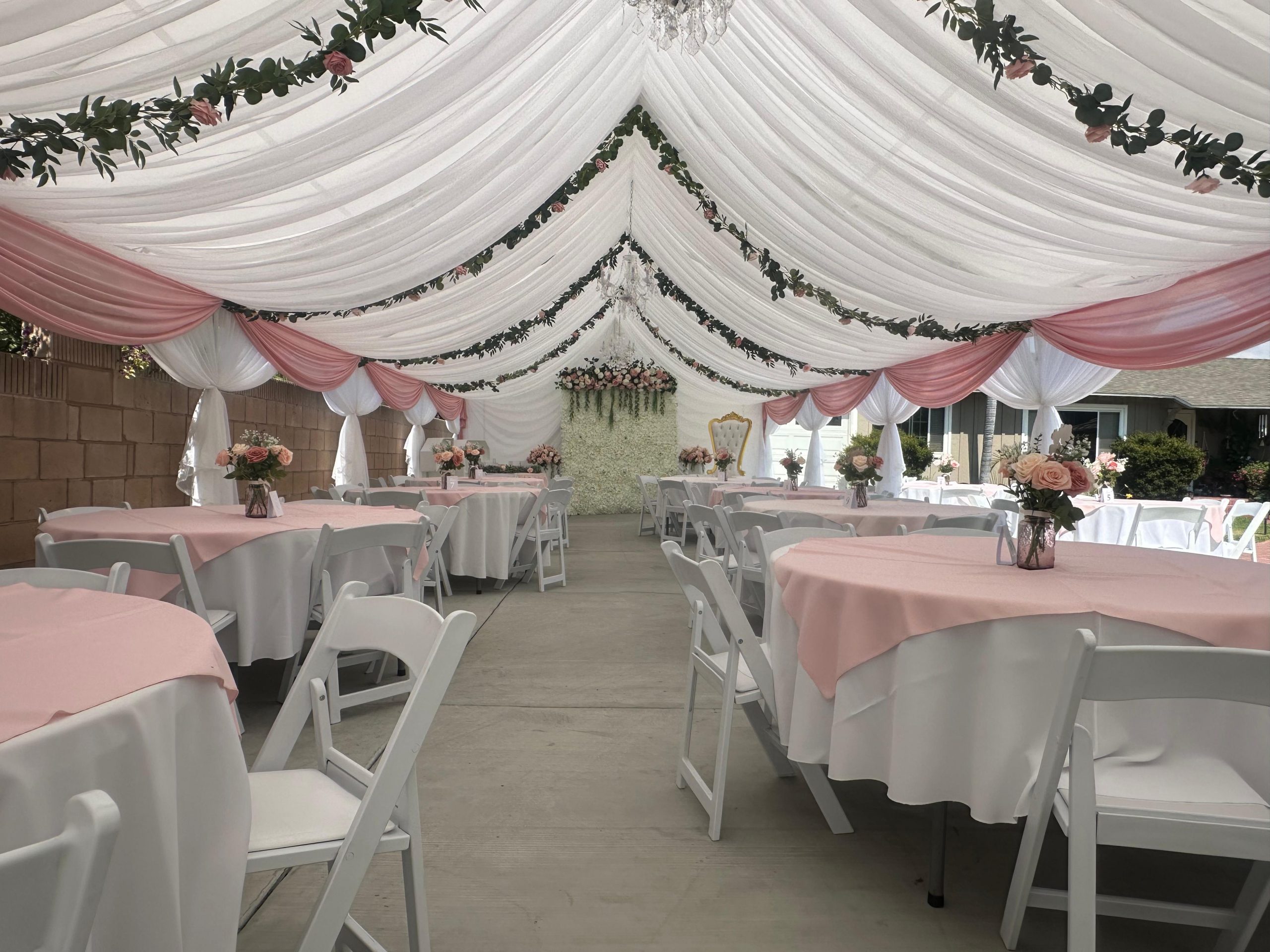 Tent draping and event styling by Fancy Nanci Balloons in Whittier CA