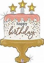 33″ Happy Birthday Cake Confetti Betallic