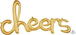 21" x40"PKG CHEERS GOLD SCRIPT PHRASE
