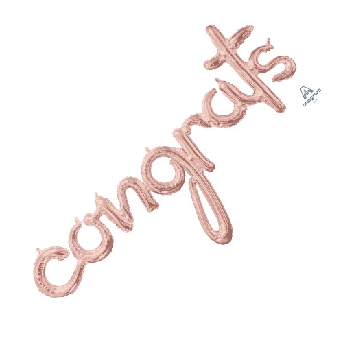 56"PKG CONGRATS ROSE GOLD SCRIPT PHRASE