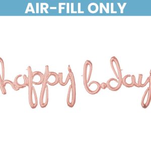 27"PKG HAPPY BDAY ROSE GOLD PHRASE
