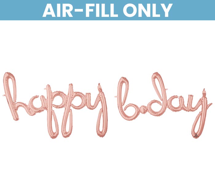 27"PKG HAPPY BDAY ROSE GOLD PHRASE
