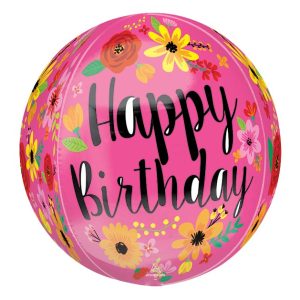 HBD Pink Floral Foil