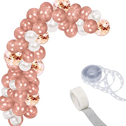 Balloon Arch Garland Kit - 100Pcs - Rose Gold Confetti Balloon Garland