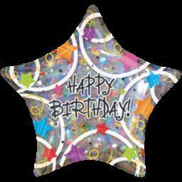 Happy Birthday Stars Gray Foil